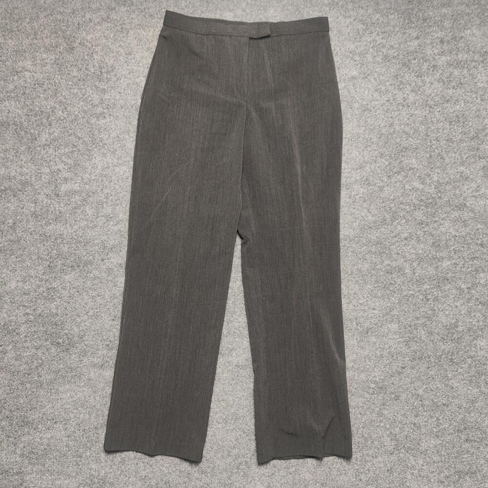 Sag Harbor Pants Womens Petite 8P Gray Pinstripe Straight Stretch Dress Office